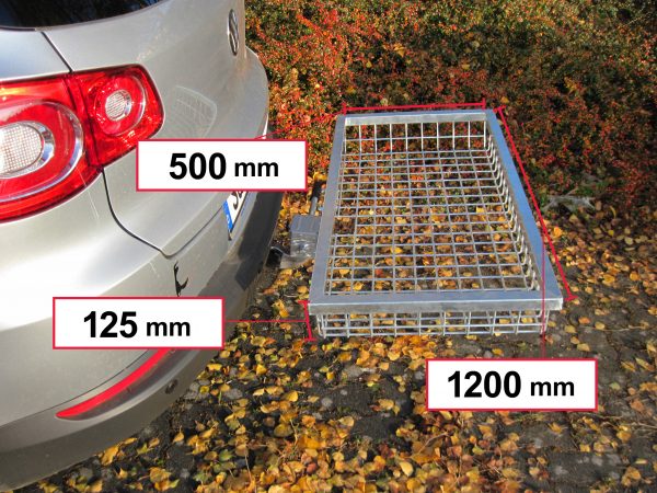Tow Hitch Cargo Rack - Stainless Steel 1200 x 500 x 125 mm