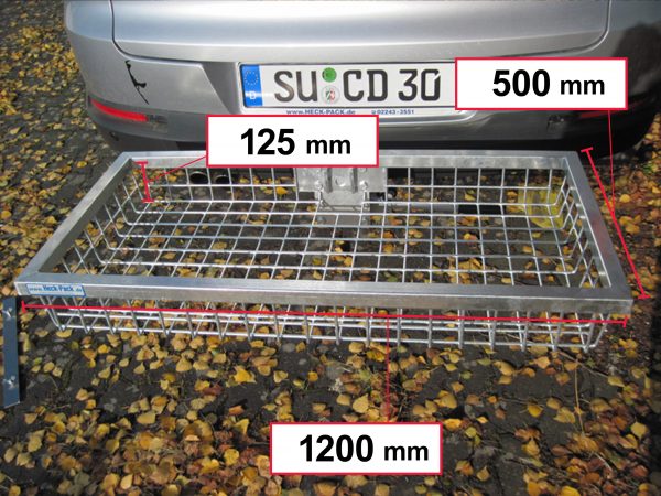 Hitch Mounted Cargo Carrier - Galvanised 1200 x 500 x 125 mm [121350]