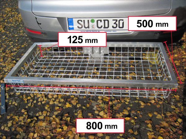 Hitch Mounted Cargo Carrier - Galvanised 800 x 500 x 125 mm