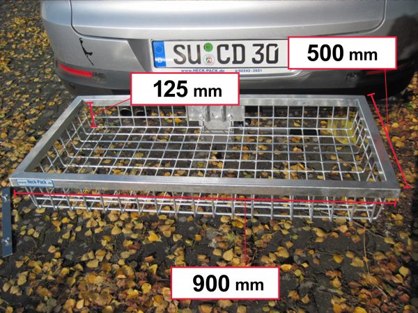 Hitch Mounted Cargo Carrier - Galvanised 900 x 500 x 125 mm